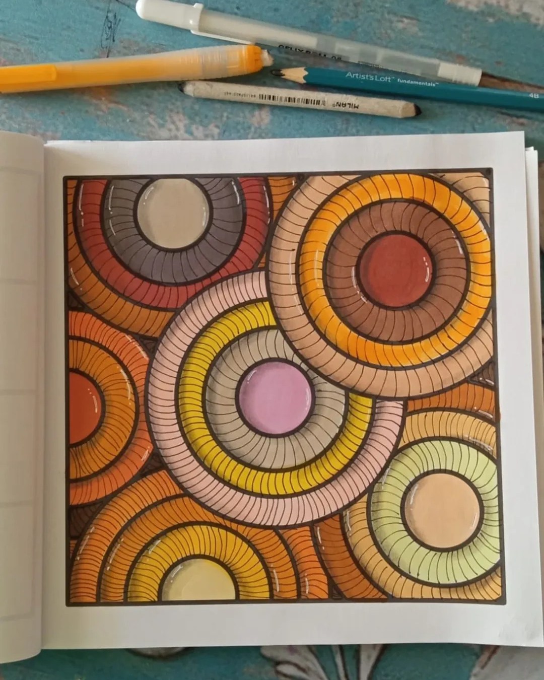 🎨🟠 Warm Circles of Harmony 🟠🎨

This beautiful artwork by @michellemanualitats explores balance, rhythm, and color through overlapping circular forms. Each ring feels carefully constructed, layered with segmented strokes that create depth, movement, and a soft illusion of rotation. The warm palette of oranges, yellows, browns, and muted pastels brings a cozy, grounded energy to the composition. 🌅✨

The structure feels both geometric and organic — as if the circles are gently expanding into each other, creating a calm visual rhythm that is satisfying to follow.

Why this artwork stands out:

1️⃣ Layered circular composition — creates depth and visual flow
2️⃣ Warm earthy color palette — soothing and harmonious
3️⃣ Precise segmented linework — adds texture and structure
4️⃣ Balanced geometric layout — visually stable yet dynamic
5️⃣ Calm meditative energy — feels peaceful and grounding

Art by: @michellemanualitats 🌿

#AbstractArt #CircleArt #PatternDesign #GeometricArt #WarmTones #ZentangleInspired #LineWork
