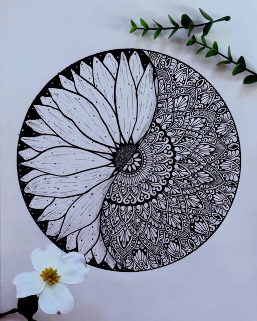 🌸🖤 Harmony in Petals & Patterns ✨🌿

This breathtaking piece by @the.art._gallaery_  beautifully merges two worlds — the softness of natural petals and the intricate elegance of mandala patterns. It’s a stunning reminder of how calm and complexity can coexist in one seamless flow. 🌀💛

Here are 5 creative takeaways from this artwork:

1️⃣ Dual Beauty — One half blooms with organic petals, the other dances with detailed mandala elements.
2️⃣ Perfect Contrast — Bold black fills and delicate linework create striking balance.
3️⃣ Flowing Movement — Each motif guides the eye in a smooth, circular rhythm.
4️⃣ Fine Detailing — Tiny strokes and textures add depth and mindful focus.
5️⃣ Artful Harmony — A reminder that creativity thrives where nature meets pattern. ✨

Art by: @the.art._gallaery_

#FloralMandala #ZentangleArt #InspiringArtists #MindfulDrawing #CreativeCalm #DoodleArtClub #PatternDesign #ArtForRelaxation #SketchbookMagic #CreativeFlow
