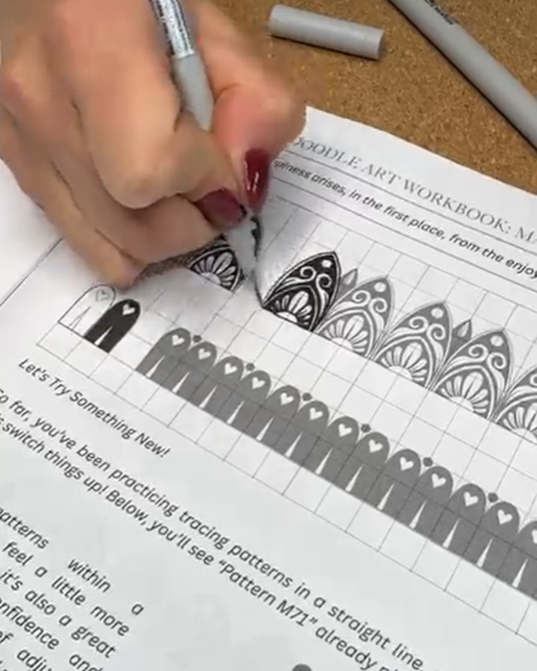 ✍️🖤 One Pattern at a Time 🖤✨

This is where confidence quietly grows — stroke by stroke, box by box. Tracing patterns isn’t just practice, it’s a mindful rhythm that helps your hand relax and your creativity flow. 🌿

Each repeated shape builds focus, patience, and that little spark of “I can do this.” From guided lines to personal style, every page is a step forward on your doodling journey.

Slow down. Trust the process. Let the pattern lead you. 💫

💬 Do you enjoy tracing first, or jumping straight into freehand doodling?

#DoodleArtWorkbook #MindfulDrawing #PatternPractice #CreativeCalm #DoodleDaily #ArtTherapy #SketchWithConfidence #DoodleJoy