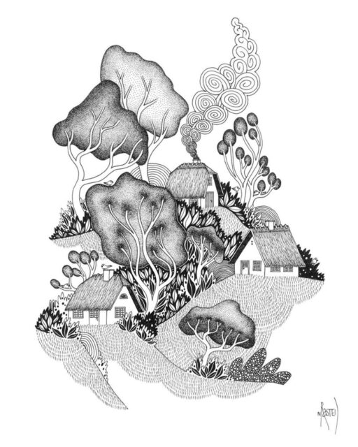 🌿🏡 A Peaceful World in Pen & Ink 🏡🌿

This enchanting artwork by @n_rasted captures the quiet charm of a countryside village through delicate pen work and imaginative detail. Cozy cottages, graceful trees, and textured landscapes come together to create a whimsical scene that feels both serene and timeless. The playful spiral smoke rising from the chimney adds a touch of magic, inviting the viewer into a peaceful storybook setting. ✨

Using fine stippling, clean linework, and thoughtful composition, the artist transforms a simple rural landscape into a calming visual escape.

Why this artwork stands out:

1️⃣ Storybook-inspired landscape — full of warmth and quiet charm
2️⃣ Intricate stippling and linework — adds beautiful texture and depth
3️⃣ Whimsical spiral smoke — a playful focal point with artistic flair
4️⃣ Harmonious composition — cottages, trees, and nature blend seamlessly
5️⃣ Monochrome elegance — simple, timeless, and wonderfully detailed

Art by: @n_rasted 🤍

#PenAndInk #LandscapeArt #BlackAndWhiteArt #InkDrawing #NatureArt #IllustrationArt #StipplingArt #LineArt #StorybookArt #HandDrawnArt #CreativeDrawing #ArtInspiration #MindfulArt #DetailedArt #DoodleArt