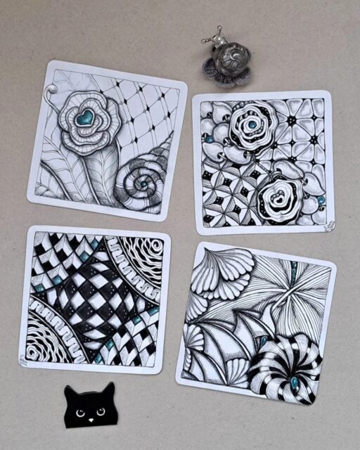 🌸✨ A Collection of Intricate Zentangle Patterns ✨🌸

This beautiful artwork by @alla.leonidova.63 showcases four detailed Zentangle designs, each combining floral shapes, geometric patterns, and delicate linework. The black-and-white drawings, accented with touches of teal, create a lovely balance of contrast, texture, and elegance. 🎨

Every tile has its own unique character, from layered flowers to bold checkerboard patterns, making this collection a wonderful celebration of creativity and mindful drawing.

Why this artwork stands out:

1️⃣ Intricate details — carefully drawn lines and patterns fill every tile.
2️⃣ Floral elements — layered flowers add softness and elegance.
3️⃣ Geometric contrast — checkerboards and repeating shapes create visual interest.
4️⃣ Teal accents — small pops of color highlight key details beautifully.
5️⃣ Unique compositions — each tile offers a different pattern to explore.

Art by: @alla.leonidova.63 🤍

#ZentangleArt #DoodleArt #PatternArt #LineArt #FloralArt #GeometricArt #MindfulDrawing #BlackAndWhiteArt #HandDrawnArt #CreativePatterns #InkDrawing #ArtInspiration #ZentanglePatterns #SketchbookArt #ArtCommunity
