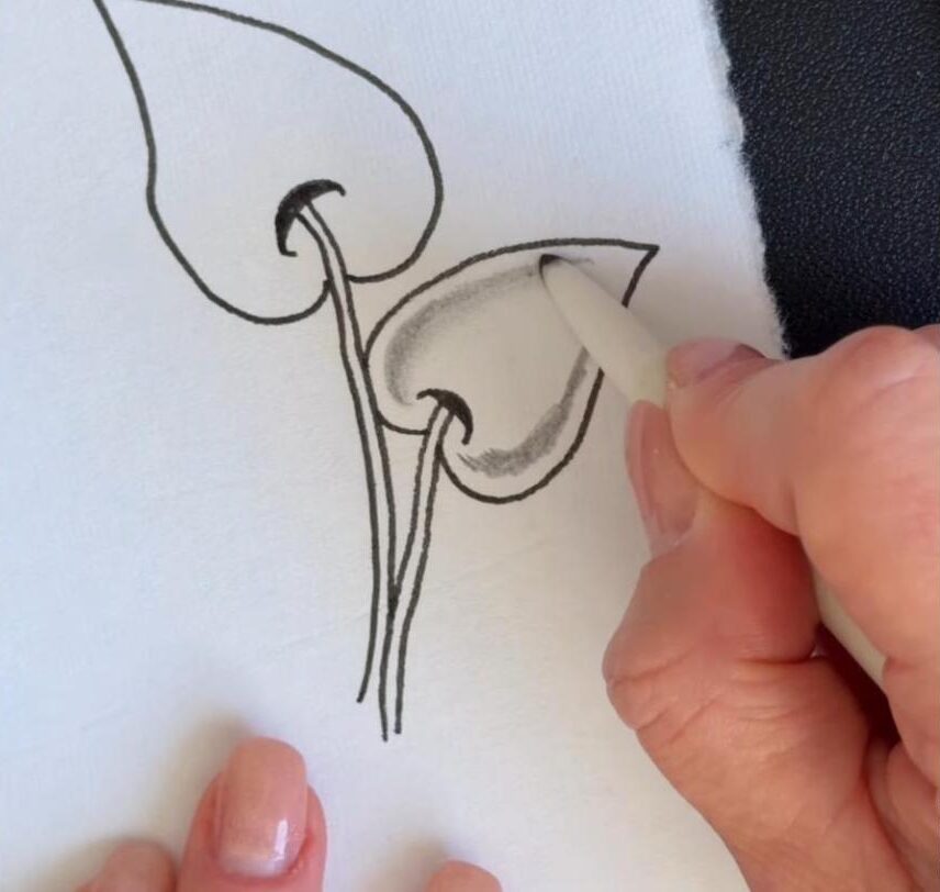 Blending pencil shading with a paper tortillon