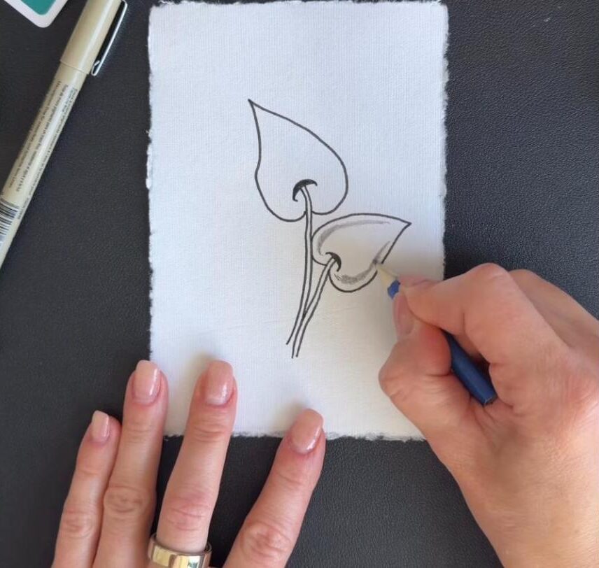 Shading with the side of a short pencil